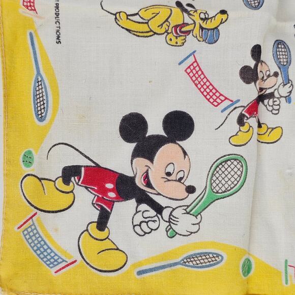 VTG childs handkerchief Mickey Mouse tennis Minnie Pluto Walt Disney Productions - Picture 5 of 6